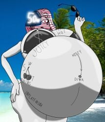 1girls belly bikini breasts countryhumans countryhumans_girl female huge_belly solo united_states_of_america_(countryhumans)