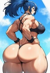 1girls ai_generated athletic_female back_muscles big_ass big_breasts blue_eyes blue_hair bubble_ass bubble_butt curvaceous curvy_female earrings female female_only fit_female hand_on_hip hourglass_figure huge_ass king_of_fighters large_breasts leona_heidern light-skinned_female light_skin looking_at_viewer muscular_arms muscular_female outdoors pawg ponytail snk thick thick_ass thick_thighs thong voluptuous voluptuous_female wide_hips
