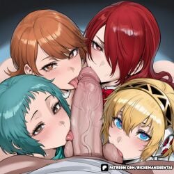 4girls ai ai_assisted ai_generated aigis_(persona) android bad_end balls_sucking blonde_female blonde_hair blowjob blue_eyes blue_hair brown_eyes brown_hair cock cock_worship collaborative_fellatio corrupted corruption cuckold cuckolding defeat defeated defeated_heroine fellatio from_above fuuka_yamagishi gangbang group group_sex hair_over_one_eye happy harem heart heart-shaped_pupils huge_cock huge_penis hypnosis kirijou_mitsuru looking_at_viewer looking_up love mitsuru_kirijo naughty naughty_face netorare ntr oral persona persona_(series) persona_3 persona_3_portable persona_3_reload persona_5 pov red_eyes red_hair satisfied self_upload submissive sucking sucking_balls sucking_penis sucking_testicles suguru_kamoshida surrounded takeba_yukari veiny_penis victorious_villain worship worshipable_balls worshiping worshipping_cock yamagishi_fuuka yukari_takeba