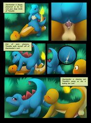 charmander comic cum cum_inside darkmirage english_text female fire licking male nintendo penis pokémon_(species) pokemon pokemon_gsc pokemon_rgby pussy tail tail_fire tongue totodile