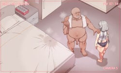 2boys ass bald bare_shoulders barefoot bed bed_sheet belly black_shorts bottle camera censored clothed_male_nude_male collarbone completely_nude condom condom_wrapper crossdressing crossdressing_(mtf) dimples_of_venus fat fat_man feet flaccid from_above grey_hair hand_on_another's_shoulder indoors long_hair looking_at_another low_twintails male_focus micro_shorts mosaic_censoring multiple_boys multiple_condoms nude otoko_no_ko penis pillow pointing_at_object refrigerator shelf shirt shorts sleeveless sleeveless_shirt smile stained_sheets standing steam testicles thick_thighs thighs toes tongkkangi tongkkangi_(streamer) towel towel_around_neck trap twintails water_bottle wet_spot white_shirt yaoi