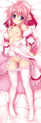 1girls dakimakura dog_days dog_ear dog_tail dress dress_lift female innie_pussy millhiore_f_biscotti pink_dress pink_hair purple_eyes small_breasts uncensored