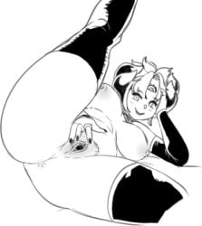 horns humanoid_female line_art pussy riderx showing_off showing_pussy solo