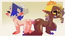 animated animated_gif dildo double_dildo frye_(splatoon) frye_onaga no_sound shiver_(splatoon) shiver_hohojiro splatoon splatoon_(series) splatoon_raiders yuri