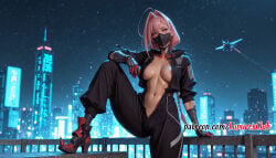 3d 3d_(artwork) 4k ai_generated beatiful_girl black_bodysuit blue_eyes bodysuit breasts cleavage cute cyberpunk cyberpunk:_edgerunners cyberpunk_(series) cyberpunk_2077 cyborg detailed detailed_background detailed_eyes detailed_skin female female_focus female_only girl high_quality high_resolution huge_breasts implants large_breasts long_hair long_legs lucyna_kushinada milf nail_polish nipples photoshop pink_hair sexy short_hair soft_breasts stable_diffusion talia_yang waifu wallpaper watermark