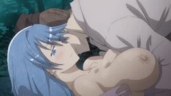 10s 1boy 1girl 1girls 2017 animated animated_gif bare_shoulders blue_hair breasts brown_hair cleavage clothes_pull collarbone eboshi_hat female forest heian japanese_clothes kimono large_breasts light_skinned-female long_hair lying mura_otoko nature night nipples no_bra outdoors pale_skin ragged_clothes shikkoku_no_shaga shikkoku_no_shaga_the_animation tagme tears topless_female tree unworn_clothes very_long_hair yama_ni_sumu_musume