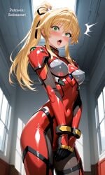 ahe_gao ahegao ai_generated aroused blonde_hair blush bodily_fluids bodysuit costume erect_nipples erect_nipples_under_clothes erection green_eyes mature_female paid_reward_available patreon petite rio_kinezono sebassart sexy solo sweat tight_clothing tight_fit waifu