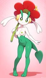 ai ai_art ai_generated anime anthro anthropomorphic boobs breasts digital_art fanart female floette furry_anthro furry_character furry_female gobabsnow holding_flower medium_boobs medium_breasts naked naked_female nipples nsfw nude nude_female pokegal pokegirl pokegirl_as_pokemon pokemon pokemon_(species) pokemorph pussy sexy sexy_body sexy_girl sexy_pose simple_background smile smiling tits vagina