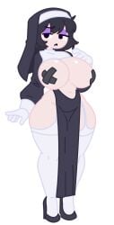 1girls 2026 breasts covered_nipples female female_only nipple_tape nun nun_outfit oc original_character tagme tagme_(artist) tagme_(character) thighs