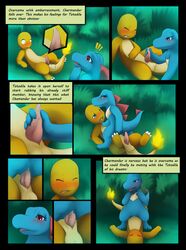 balls charmander comic darkmirage english_text female fire male nintendo penis pokémon_(species) pokemon pokemon_gsc pokemon_rgby pussy tail tail_fire totodile