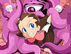 blue_eyes capcom clenched_teeth female helpless marvel marvel_comics marvel_vs._capcom mega_man mega_man_legends monster rape restrained shuma-gorath shuma_gorath tentacle tron_bonne