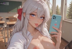 2026 ai_generated alisa_mikhailovna_kujou long_hair onna_exe school_uniform schoolgirl sexy white_hair younger_female