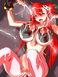 areolae blush breast_grab breasts censored cum ejaculation erect_nipples huge_breasts lactation large_areolae long_nipples nipples paizuri penis penis_grab red_hair slave tengen_toppa_gurren_lagann thighhighs wide_hips yoko_littner youtou_sadamitsu