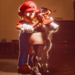 1boy 1girls 3d 3d_(artwork) arms_pulled_back backshots big_ass big_thighs blender_(artwork) blue_overalls breasts brown_hair clothing crack_pairing crack_ship dialogue doggy_style duo facial_hair fat_ass female glitch_productions gloves hat headphones heart-shaped_pupils human human_meggy human_on_human idiotboxangel indoors kabalmystic_(style) legwear light-skinned_female light-skinned_male light_skin male male/female mammal mario mario_(series) mature mature_female mature_male meggy_spletzer nintendo open_mouth orange_hair penis penis_in_pussy pussy red_hat red_shirt sex shirt shortstack smg4 standing standing_sex straight straight_sex text thick_thighs thigh_boots vaginal_penetration white_gloves