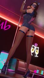 1girls black_hair buttplug dc dc_comics dreamer_(supergirl) fake_animal_ears female female_focus female_only fortnite heels licking_fingers looking_at_viewer looking_back looking_back_at_viewer mask masked masked_female nia_nal pantyhose presenting presenting_hindquarters red_lipstick stripper stripper_pole superheroine tagme trans_woman transfem woman