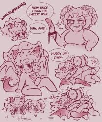 comic cookie_run cookie_run_kingdom dildo dragon female female_on_top femdom holding_onto_partner hollyberry_cookie horns kiss kissing missionary missionary_position nonbinary pitaya_dragon_cookie pussy strap-on strapon they_them_pussy wholegrrrained wings