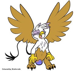 avian beak egg egg_laying feathers feral friendship_is_magic gilda_(mlp) gryphon monochrome my_little_pony pregnant pussy rawrcharlierawr solo spreading vaginal_penetration wings