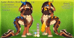anthro blue_horns breasts brisker briskerbox color_change colored_genitals dragon furry genderfluid gradient_background horns hybrid hyper_penis long_hair long_tounge looking_at_viewer orange_horns pansexual reference_image spikes_on_tail spiral_eyes