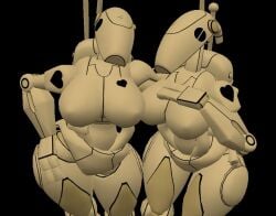 1girls 2girls b1_battle_droid battle_droid pochi_art star_wars tagme
