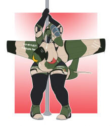 aeromorph aircraft airplane anthro areola back_wings belly big_areola big_belly big_breasts black_body breasts camo_body clothing cockpit digital_media_(artwork) female fin genitals gloves gradient_background green_body handwear hi_res jet jet_engine leggings legwear living_aircraft living_machine living_vehicle looking_at_viewer machine metallic_body mostly_nude mostly_nude_anthro mostly_nude_female navel ndragon3 not_furry overweight overweight_anthro overweight_female pasties simple_background solo tail tail_fin tan_body text thick_thighs vehicle vulva wheel wheel_feet wide_hips wings