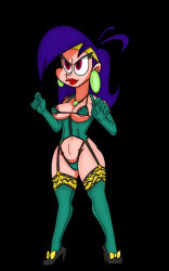 mighty_magiswords cartoon_network female tagme vambre_warrior dullehan whore prostitute prostitute_clothes barely_visible_nipples lipstick blue_hair red_eyes headband earrings breasts corset