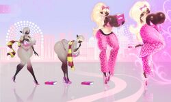 absurd_res ali_sharp animal_print animate_inanimate anthro big_breasts bimbofication bimbofication_meme bimbofication_sequence book bottomwear bovid bow_tie bra breasts caprine city city_background clothing doll female footwear hi_res high_heels huge_breasts hyper hyper_breasts leopard_print leopard_print_pants living_doll mammal mertzdn panties pants pink_bottomwear pink_bow_tie pink_bra pink_clothing pink_footwear pink_high_heels pink_panties pink_pants pink_shoes pink_underwear pleasers reading reading_book reflective_floor scarf sheep shoes tall_female underwear very_tall