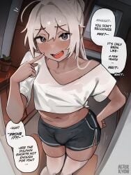 1boy 1femboy alterkyon dark-skinned_femboy dark-skinned_male dark-skinned_sissy dark-skinned_twink dark_eyes dark_skin dolphin_shorts femboy femboy_focus feminine_male girly grey_eyes hi_res male male_focus male_only otoko_no_ko otokonoko sissy solo tagme thighhighs trap white_hair