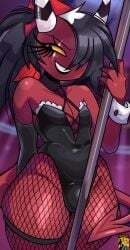 1futa 2_horns 2d 2d_(artwork) artist_name big_thighs black_hair bulge bunnysuit demon demon_futa digital_drawing_(artwork) digital_media_(artwork) flat_chest futa futa_only futanari hair helluva_boss horn horns ponytail red_body red_skin sallie_may_(helluva_boss) sexy solo source_request stripper_pole thick_thighs thunder_thighs trans_woman transfem transgender transgender_woman unknown_artist wide_hips yellow_sclera