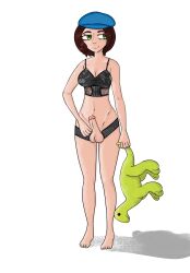 futanari spongeyshocks acre_crisis tais_oliveira(acre_crisis) lingerie dinosaur plushie futa_on_female precum feet