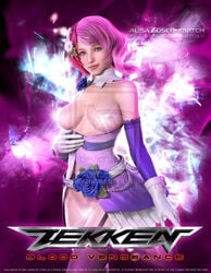 1girls alisa_bosconovitch bandai_namco breasts breasts_out censored censored_breasts detached_sleeves dress female female_only flower gloves hair_flower hair_ornament hivelooks human light-skinned_female mod namco nipples pink_hair pubic_hair smile solo solo_female stockings tekken tekken_blood_vengeance tekken_tag_tournament_2 thighhighs twinkle