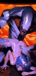 1girls absurdres after_cunnilingus ayanami_rei blue_hair drooling female grabbing_another's_thighs highres imminent_rape imminent_sex looking_at_viewer mass_production_eva neon_genesis_evangelion nude open_mouth optionaltypo rape red_eyes rei_ayanami short_hair spread_legs teenage_female teenager teeth top-down_bottom-up upper_teeth_only