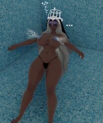 hazbin_hotel sera_(hazbin_hotel) bikini bikini_top big_breasts underwater sexy_body sexy_female drowning drowned milk pool air_bubbles