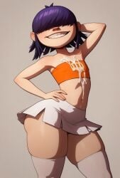 3d ai_generated asian bangs big_ass big_hips edit fat_ass gorillaz head_turned noodle_(gorillaz) pale_skin short_hair small_breasts small_waist thick_thighs thong tubetop