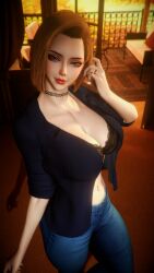 1girl 1girls 2026 3d 4k android_18 balcony bedroom belly belly_button big_breasts blonde_female blonde_hair blue_eyes bra breasts choker chromatic_aberration clothed clothing crashbanditkut depth_of_field dragon_ball dragon_ball_z evening eyebrows eyelashes eyeshadow female hair hi_res high_resolution highres human indoors jeans light-skinned_female light_skin lips lipstick long_eyelashes long_nails looking_at_viewer makeup mascara medium_hair nail_polish nails navel navel_piercing pierced_belly_button piercing room self_upload shirt short_hair smile smiling smiling_at_viewer solo solo_female solo_focus standing straight thick thick_lips thick_thighs thighs virt-a-mate virtamate young young_female