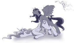 2futas alicorn anal anal_sex ass_up buggery equine fluffins friendship_is_magic furry futa_on_futa futa_only futanari herm herm_on_herm horn incest intersex monochrome my_little_pony penetration precum princess_celestia_(mlp) princess_luna_(mlp) sex siblings sisters wings