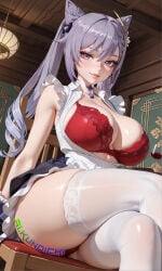 ai_art ai_generated ai_generated_art ai_generated_image aikunoichi anime ass bikini boobs booty bra butt ecchi genshin_impact hentai huge_ass huge_boobs huge_breast keqing_(genshin_impact) lace lewd lingerie maid maid_outfit nsfw pantie panties patreon rule34 sexy sexy_body sexy_female sexy_pose sfw slutty_female