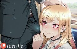 kitagawa_marin my_dress_up_darling sono_bisque_doll_wa_koi_wo_suru blonde_hair 1girls train public_sex masturbation ai_generated yuri-jin sexy_female