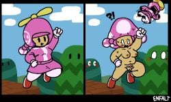 1girls breasts chubby embarrassed enfalt female mario_(series) nude pussy toadette wardrobe_malfunction