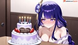 raiden_shogun genshin_impact ai_generated big_breasts big_ass big_butt big_thighs birthday