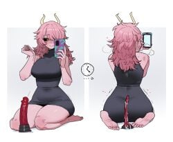 ashido_mina_time-skip big_ass big_butt black_dress boku_no_hero_academia boku_no_hero_academia_(finale) bubble_ass bubble_butt cellphone dildo dress mina_ashido mina_ashido_curvy_(meme) mina_ashido_time-skip my_hero_academia ratatatat74 selfie sex_toy sextoy