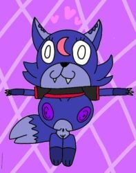 2026 anthro belly_button blushcrunch_studio dandy's_world dandys_world dark_blue_body dark_blue_hand digital_drawing_(artwork) eclipse_(dandy's_world) edit edited flipaclip gardenview giant_breasts heart_symbol light_blue_belly moon_on_head munchykirby1 nude_anthro original_character purple_background purple_nipples roblox roblox_game simple_background small_vagina t-pose tagme video_games white_eyes wolf wolf_ears wolf_tail