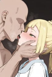 1boy 1boy1girl 1girl1boy 1girls ai_generated blonde-haired_female blonde_female blonde_hair consensual faceless_male green_eyes kissing lillie_(pokemon) myuto older_male_and_younger_female pale-skinned_female pokemon pokemon_sm pokemon_sun_and_moon ponytail steaming_body uniform white_skin white_woman