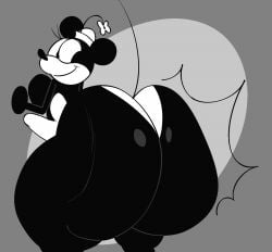 animated ass ass_focus big_ass black_and_white cartoony clapping_buttocks clapping_cheeks disney hi_res huge_ass minnie_mouse murid public_domain rodent thick_ass thick_thighs tmgthejust twerking