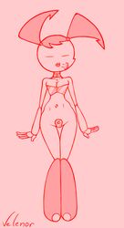 1girls 2d female female_only front_view humanoid jenny_wakeman monochrome my_life_as_a_teenage_robot redscale robot robot_girl robot_humanoid smooth_skin solo velenor xj-9