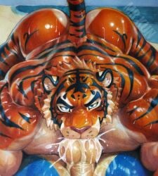 2026 69_position absurd_res anthro artist_name back_muscles balls barazoku beach blue_body blue_eyes blue_fur blue_sky bodily_fluids butt countershade_fur countershading cum cum_in_mouth cum_inside day deltoids duo felid fellatio fur furry gay gay_blowjob genital_fluids genitals hi_res looking_at_viewer male male/male mammal mrkun muscular muscular_anthro muscular_male oral orange_body orange_fur outside pantherine penile penis_in_mouth sea sex sky solo striped_body striped_fur stripes tail tan_body tan_countershading tan_fur teeth text tiger traditional_art traditional_media traditional_media_(artwork) water watercolour_(artwork) watermark