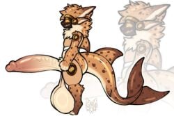 4_ears anthro aquatic balls big_balls big_penis brown_body brown_fur butt ear_markings fish fur garedwolf genitals glistening glistening_body glistening_butt glistening_genitalia glistening_penis gold_(metal) gradient_body gradient_fur gradient_penis gradient_tail hi_res huge_balls huge_genitalia huge_penis humanoid_genitalia humanoid_penis hybrid hyper hyper_balls hyper_genitalia hyper_penis light_body light_fur machine male markings multi_ear multicolored_body multicolored_fur orange_body orange_fur penis protogen protogen_armor protogen_face protogen_visor saggy_balls screen shark shark_tail solo spots spotted_body spotted_fur tail vein veiny_penis visor white_body white_fur yellow_eyes