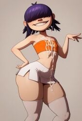 3d ai_generated asian bangs big_ass big_hips edit fat_ass gorillaz head_turned noodle_(gorillaz) pale_skin short_hair small_breasts small_waist thick_thighs thong tubetop