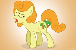 carrot carrot_top_(mlp) closed_eyes color cutie_mark eyes female female_only friendship_is_magic fur furry hair insertion masturbation moob mouth my_little_pony nudity open_mouth orange_hair orgasm pony side_view smooth_skin solo tail tongue vaginal_insertion yellow_fur