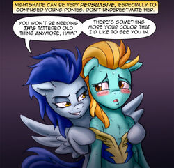 2girls comic dialog english_text equine female friendship_is_magic horse lightning_dust_(mlp) male my_little_pony nightshade_(mlp) pegasus pony shadowbolts_(mlp) text timber_(artist) wings wonderbolts_(mlp) yuri