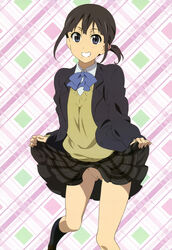 clothing highres kokoro_connect kokoroconnect mole mole_under_mouth nagase_iori no_panties nude_filter nyantype photoshop pussy skirt skirt_lift uncensored